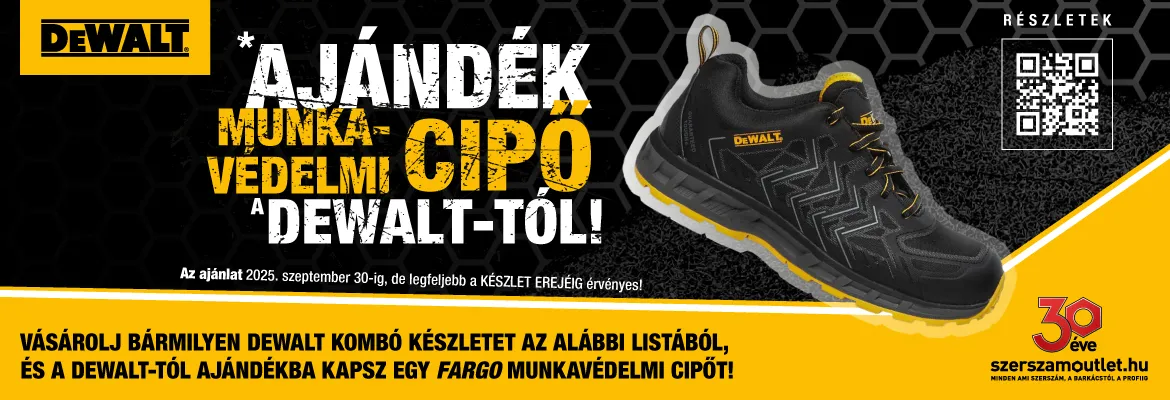 DeWalt ajándék munkavédelmi cipő promó (2025. július 15-től 2025. szeptember 30-ig)