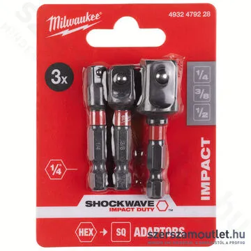 MILWAUKEE SHOCKWAVE IMPACT DUTY Dugókulcs adapter készlet 3 részes (1/4