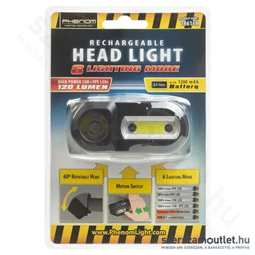 PHENOM COB+XPE LED Akkus fejlámpa - mozgásérzékelős 120lm