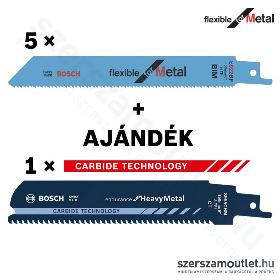 BOSCH S 922 BF szablyafűrészlap + S 955 CHM szablyafűrészlap (5+1db GRÁTISZ) (2608653460)
