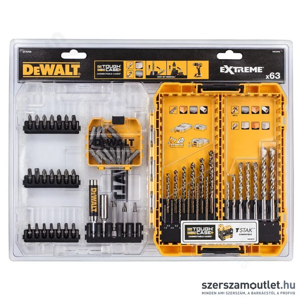 DEWALT Bitkészlet TSTAK kompatibilis dobozban 63db-os (DT70759-QZ)