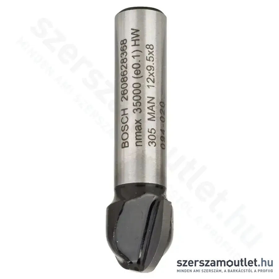 BOSCH Standard for Wood keményfém homorulatmaró (2 vágóél) ø 8 mm, R1 6 mm, D 12 mm, L 9,2 mm,