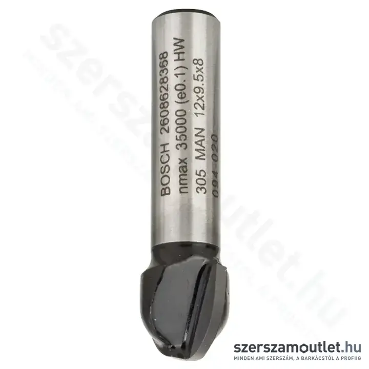 BOSCH Standard for Wood keményfém homorulatmaró (2 vágóél) ø 8 mm, R1 6 mm, D 12 mm, L 9,2 mm,