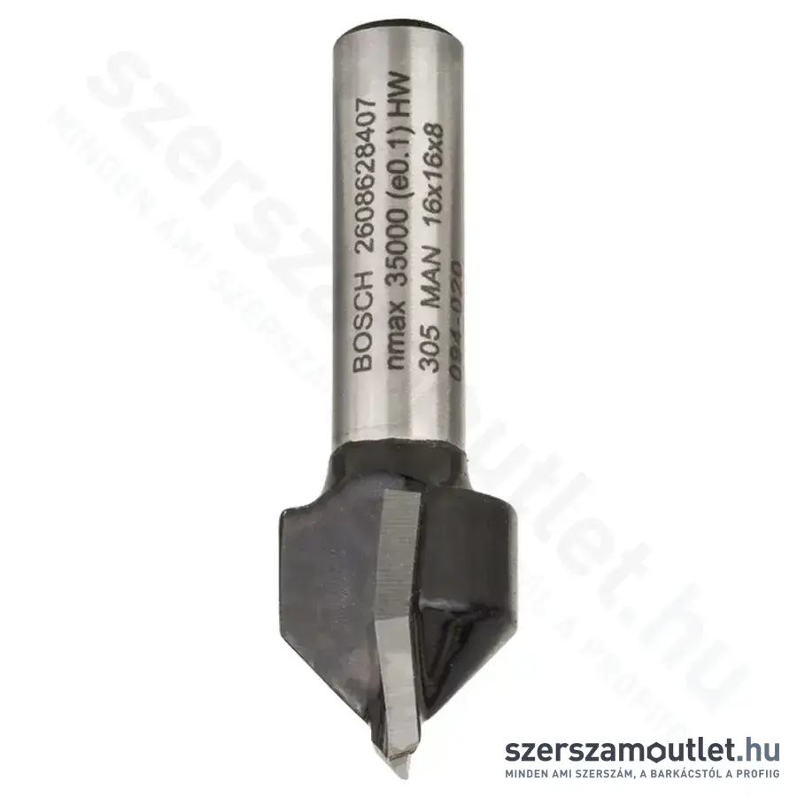 BOSCH Standard for Wood keményfém V-horonymaró (2 vágóél) ø 8 mm, D 16 mm, L 16 mm, G 45 mm, 90