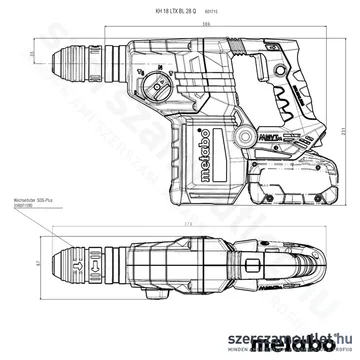 METABO KH 18 LTX BL 28 Q Akkus szénkefementes kalapács, lágyindítás 18V (Akku és töltő nélkül)