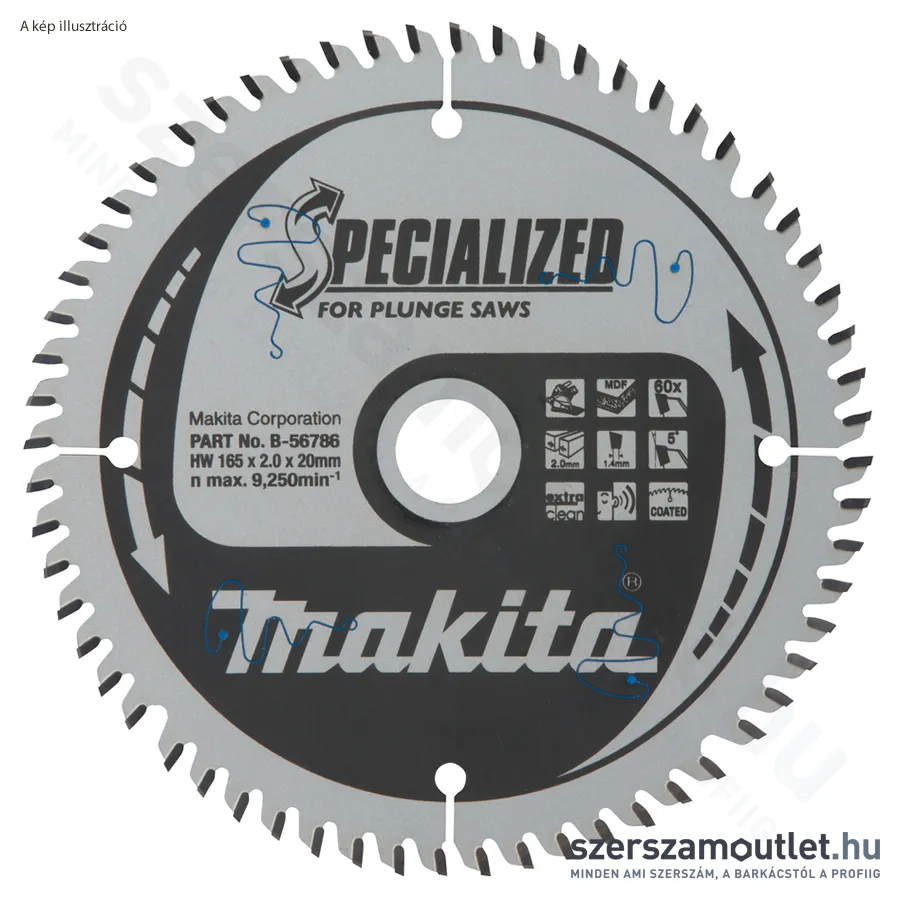 MAKITA Körfűrésztárcsa MDF vágására, 165x20mm 60 fog