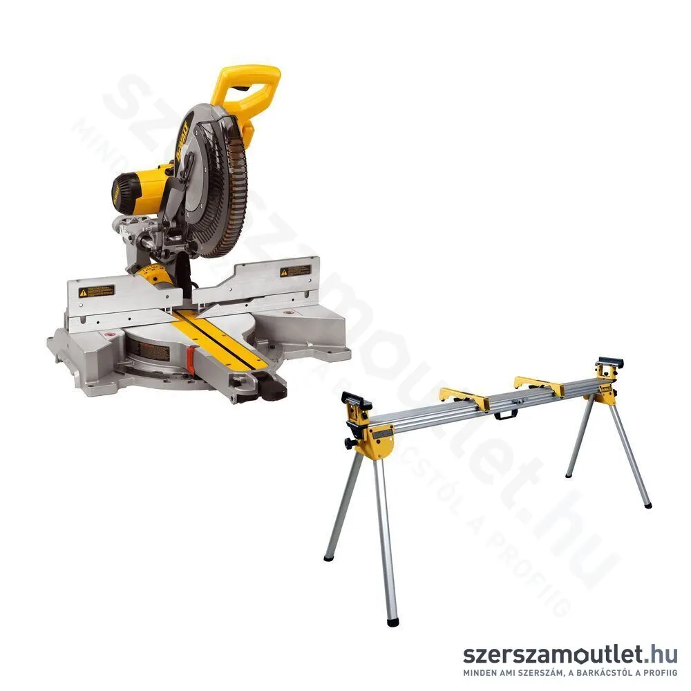 DEWALT DWS780-QS Gérvágó fűrész (1675W/305mm) + DE7033-XJ Állvány