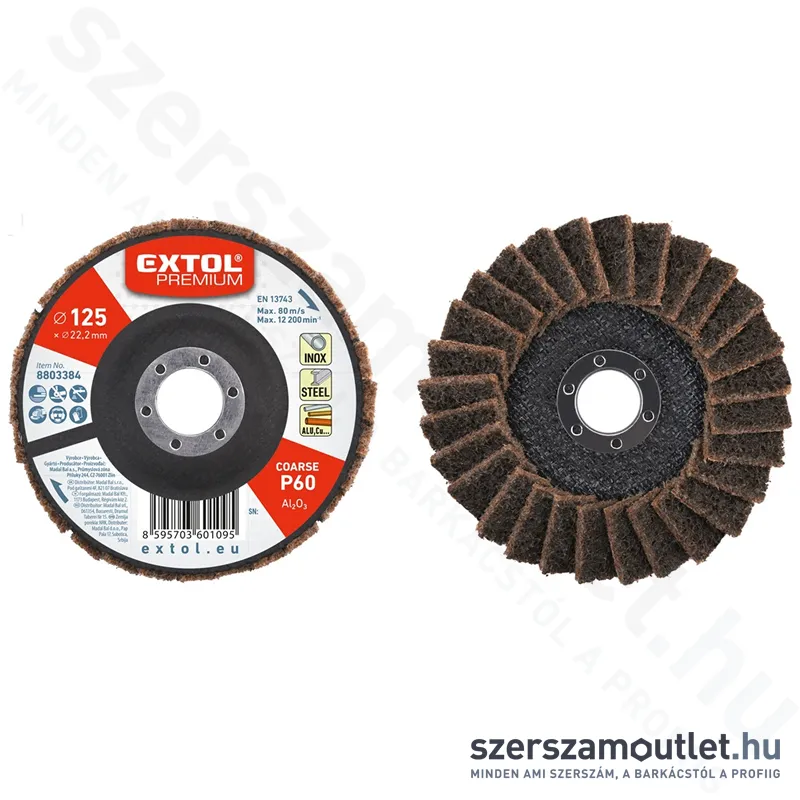 EXTOL Lamellás csiszolótárcsa 125x22mm P60