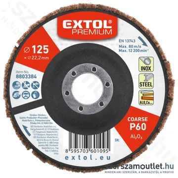 EXTOL Lamellás csiszolótárcsa 125x22mm P60
