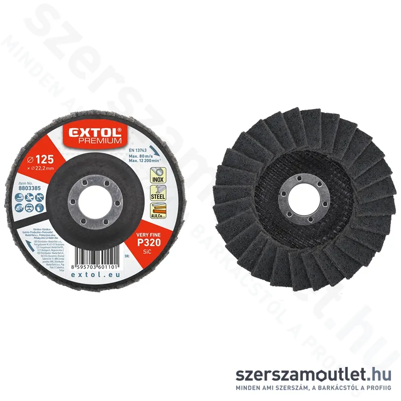 EXTOL Lamellás csiszolótárcsa 125x22mm P320