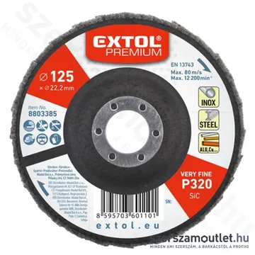 EXTOL Lamellás csiszolótárcsa 125x22mm P320
