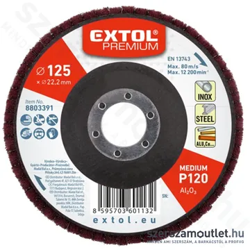 EXTOL Lamellás csiszolótárcsa 125x22mm P120