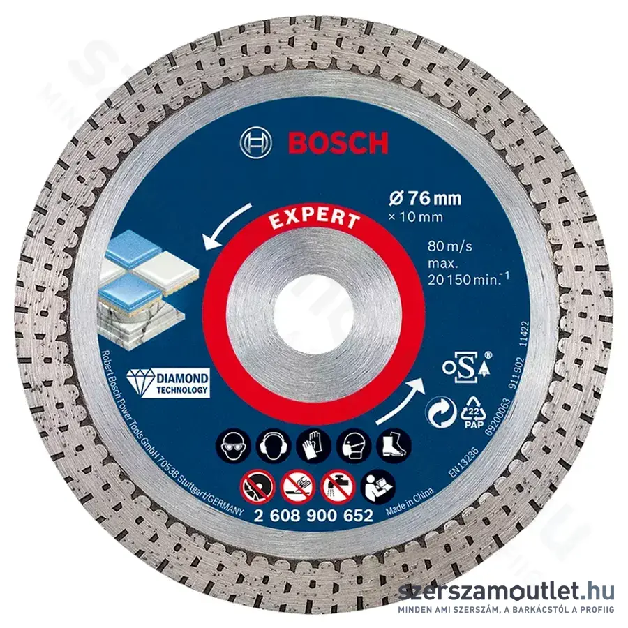 BOSCH EXPERT HardCeramic Gyémánt vágótárcsa 76x1,9x10mm (2608900652)