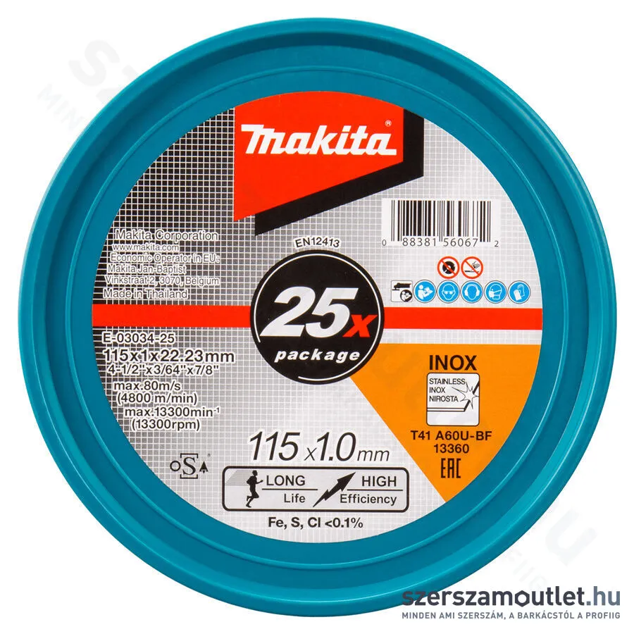 MAKITA Vágókorong 25db 115x1,0mm Inox (E-03034-25)
