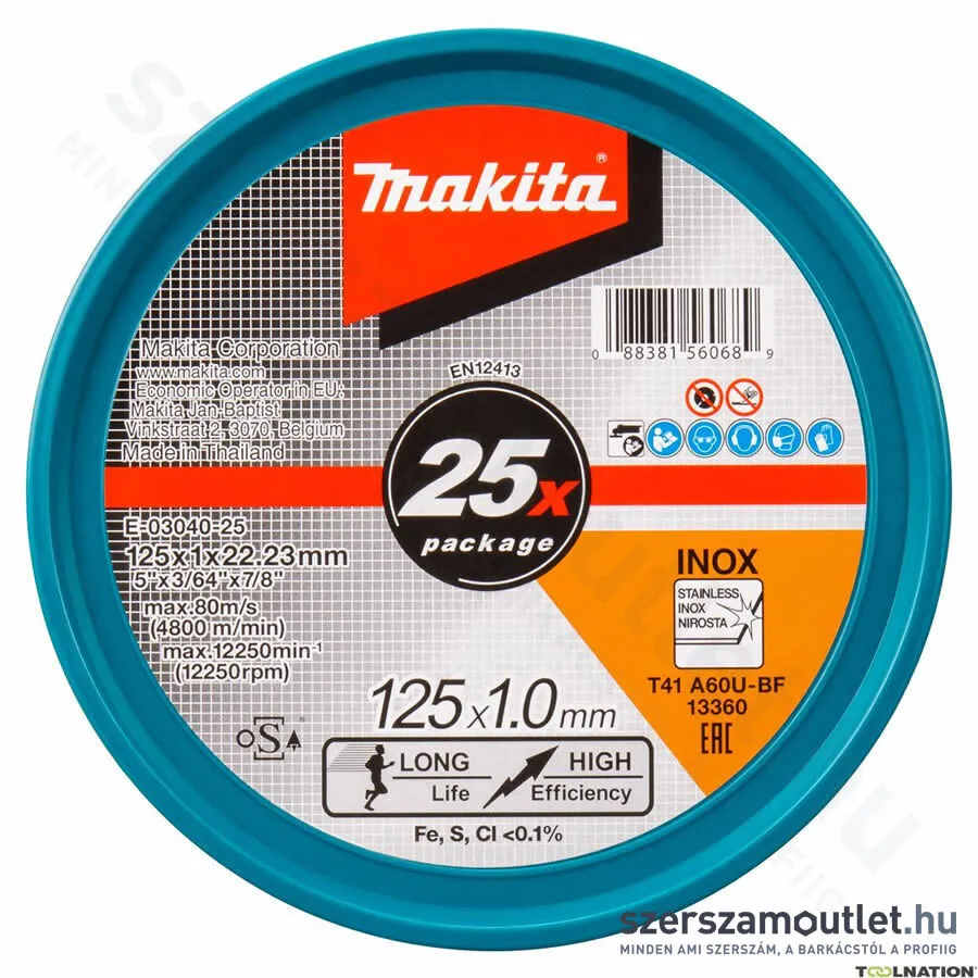 MAKITA Vágókorong 25db 125x1,0mm Inox (E-03040-25)