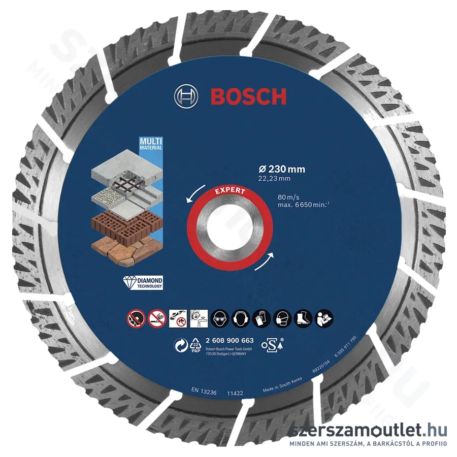 BOSCH EXPERT MultiMaterial vágótárcsa 230x22,23x2,4mm (2608900663)