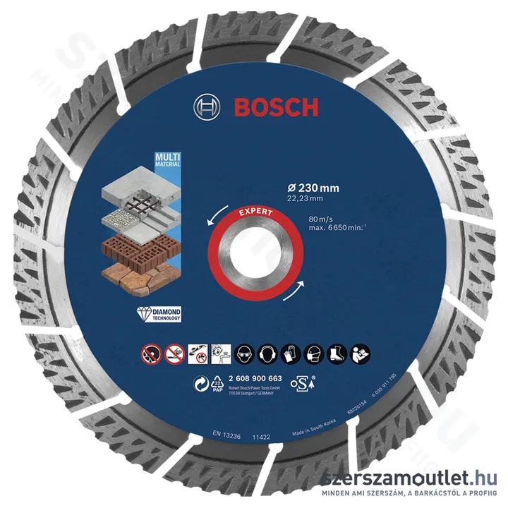 BOSCH EXPERT MultiMaterial vágótárcsa 230x22,23x2,4mm (2608900663)
