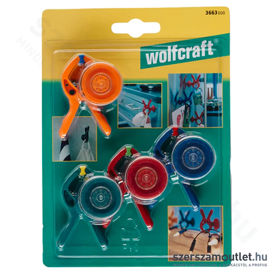 WOLFCRAFT Mini rugós csipesz gumi tapadókorongal 20mm 4db (1256393) (3663000)