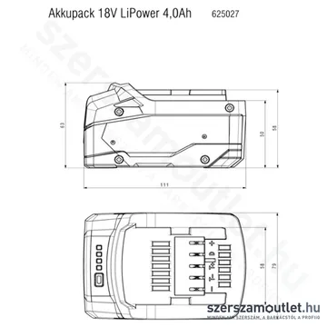 METABO Li-Power Akkuegység (18V/4,0Ah) (eredeti)