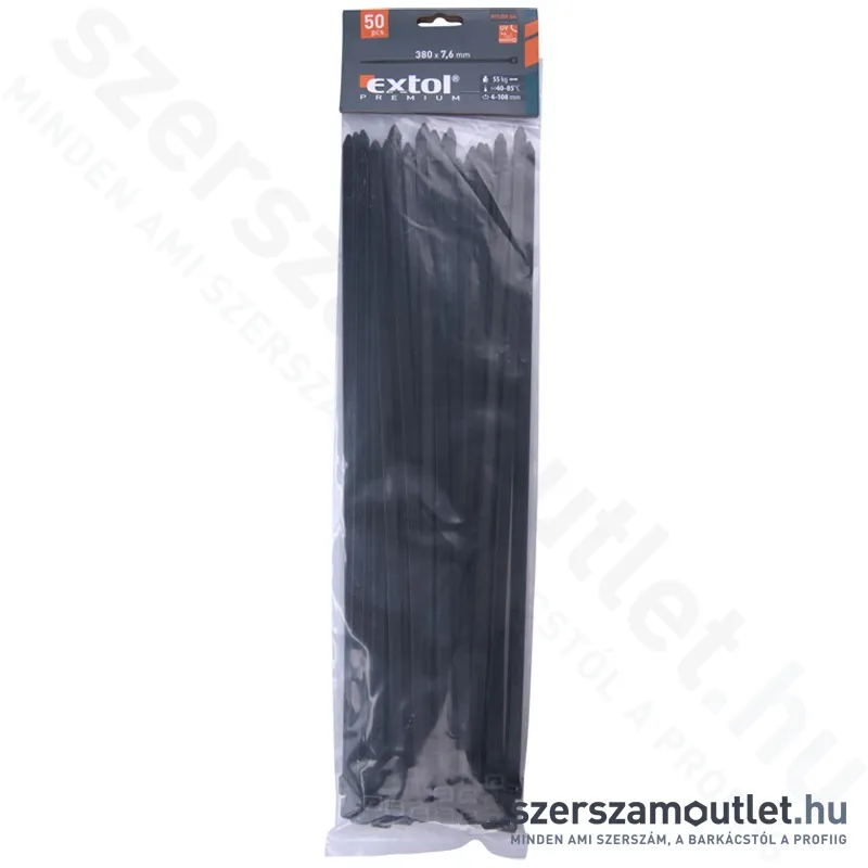EXTOL Kábelkötegelő, fekete 7,6x380mm (50db)