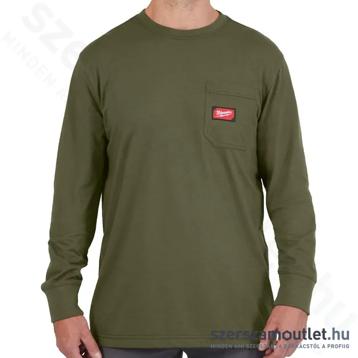 MILWAUKEE WT LS GN L Hosszú ujjú zsebes póló ZÖLD (L)