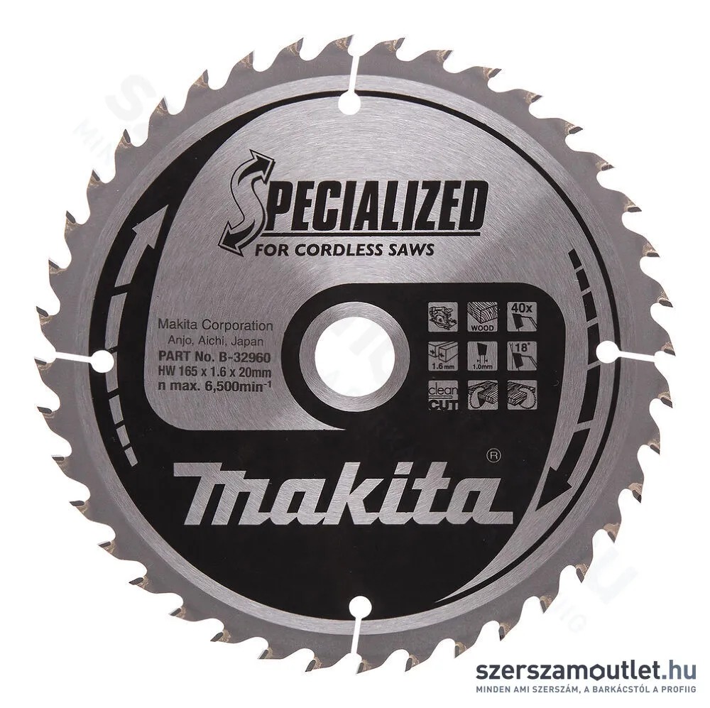 MAKITA SPECIALIZED Körfűrésztárcsa akkus FA 165x20mm Z40 (B-32960)