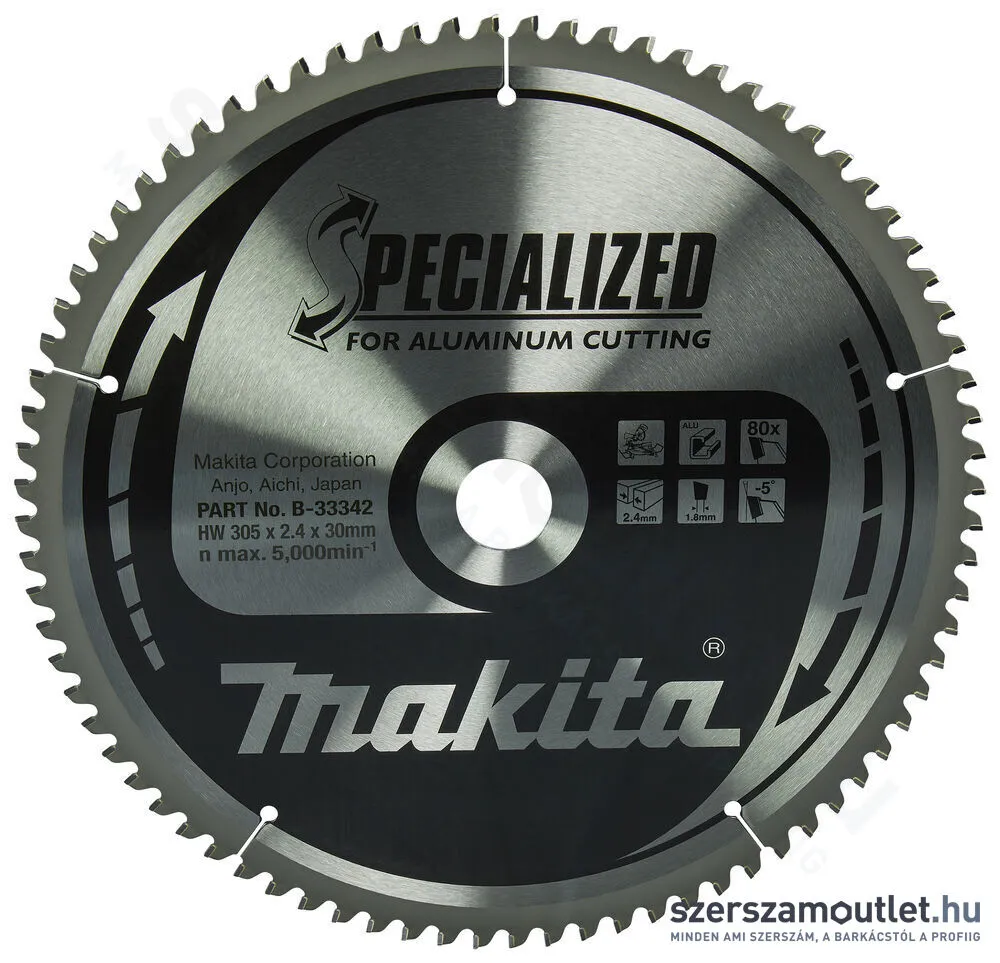MAKITA SPECIALIZED Körfűrésztárcsa ALUMÍNIUM 305x30mm Z80 (B-33342)
