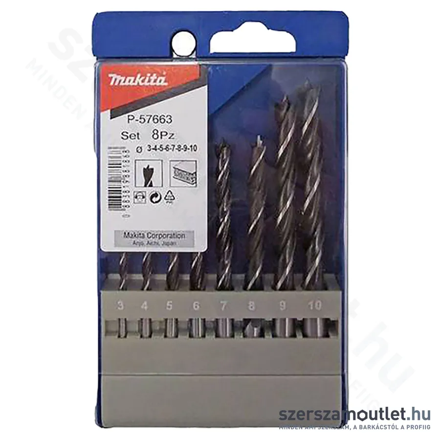 MAKITA Spirálfúró készlet fához 3-10mm 8db-os