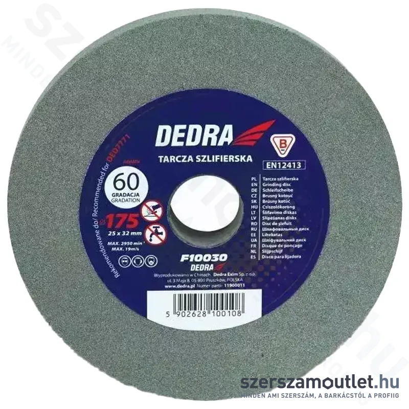 DEDRA Köszörűkorong 175x32x25mm G60 (F10030)