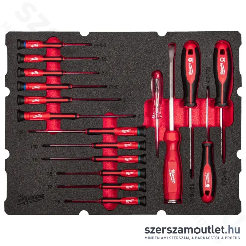 MILWAUKEE PACKOUT Csavarhúzó készlet habbetétben 17 részes (4932493644)