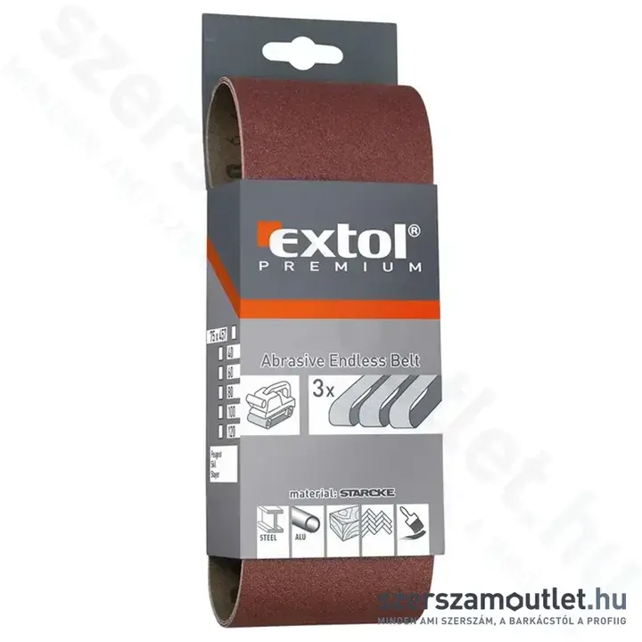 EXTOL Csiszolószalag készlet 75x533mm P40 (3db)