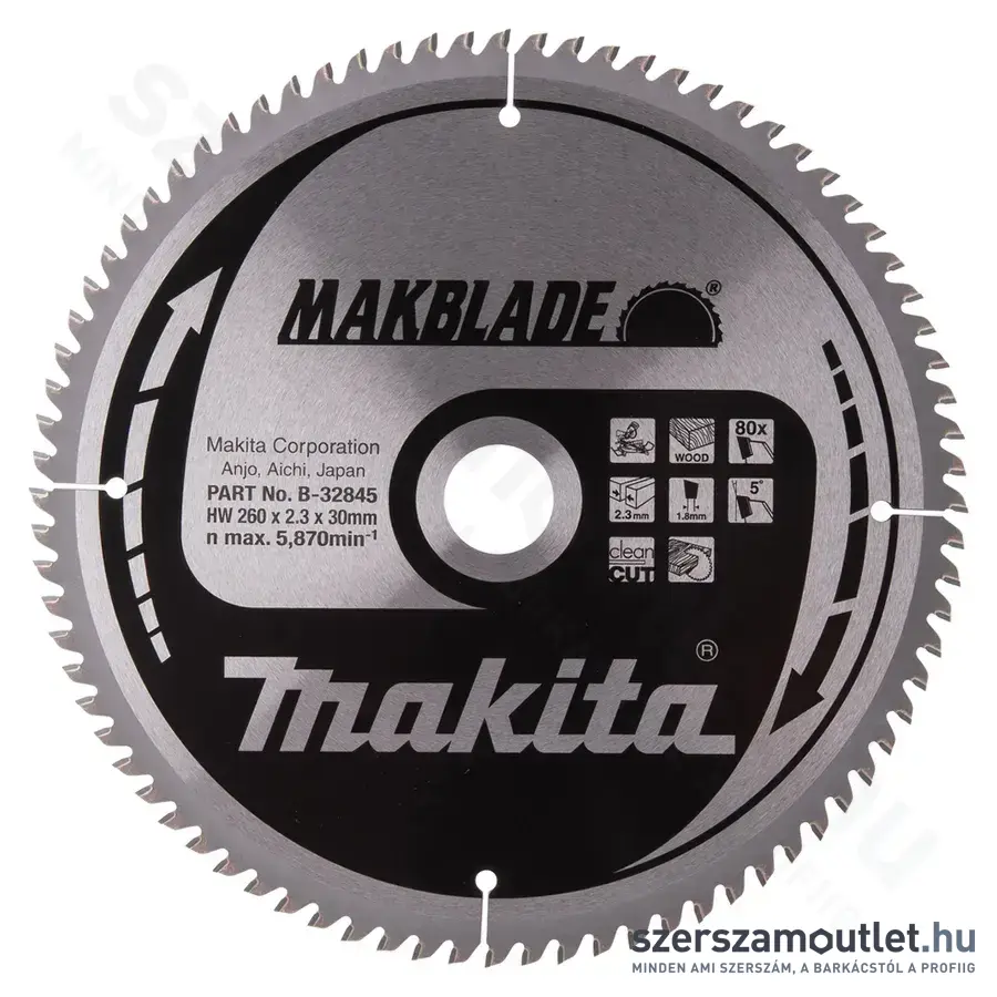 MAKITA MAKBLADE PLUS Körfűrésztárcsa 260x30mm Z80 (B-32845)