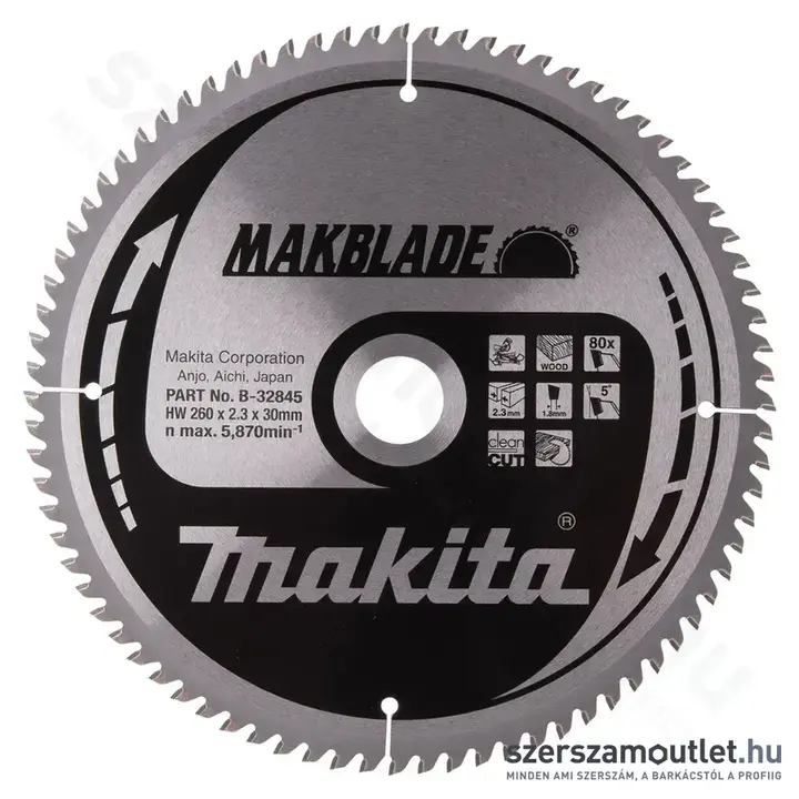 MAKITA MAKBLADE PLUS Körfűrésztárcsa 260x30mm Z80 (B-32845)