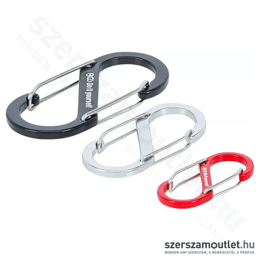 BGS DIY Duplanyílású karabiner készlet, alumínium 3db-os (BGS-85783)