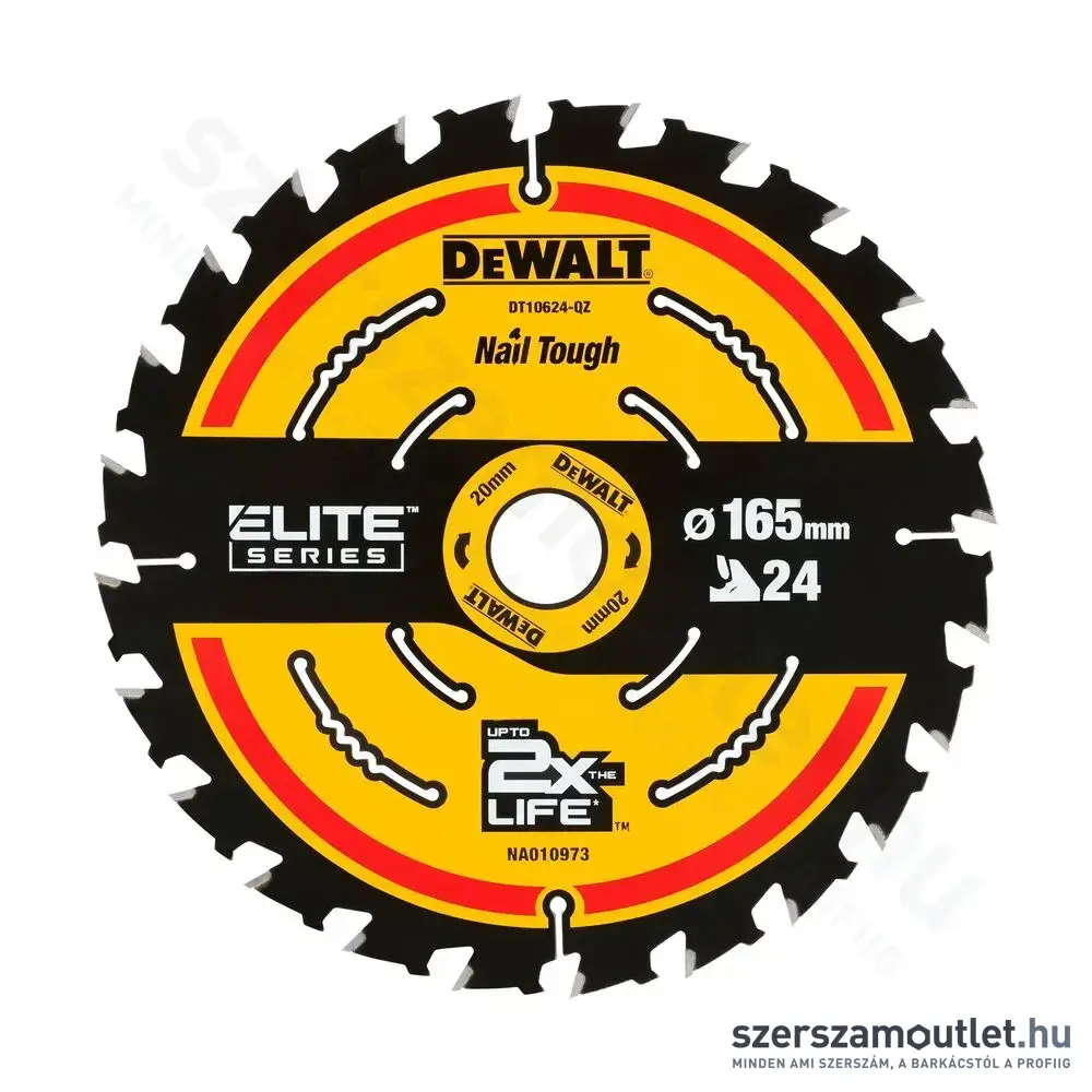 DEWALT EXtreme Körfűrészlap fához, 24T, 165x20mm (DT10624-QZ)