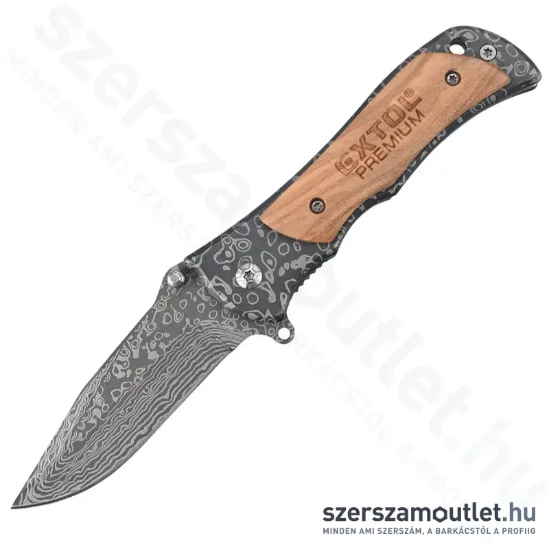 EXTOL Zsebkés rozsdamentes acél penge damaszk mintával 160mm (8855121)