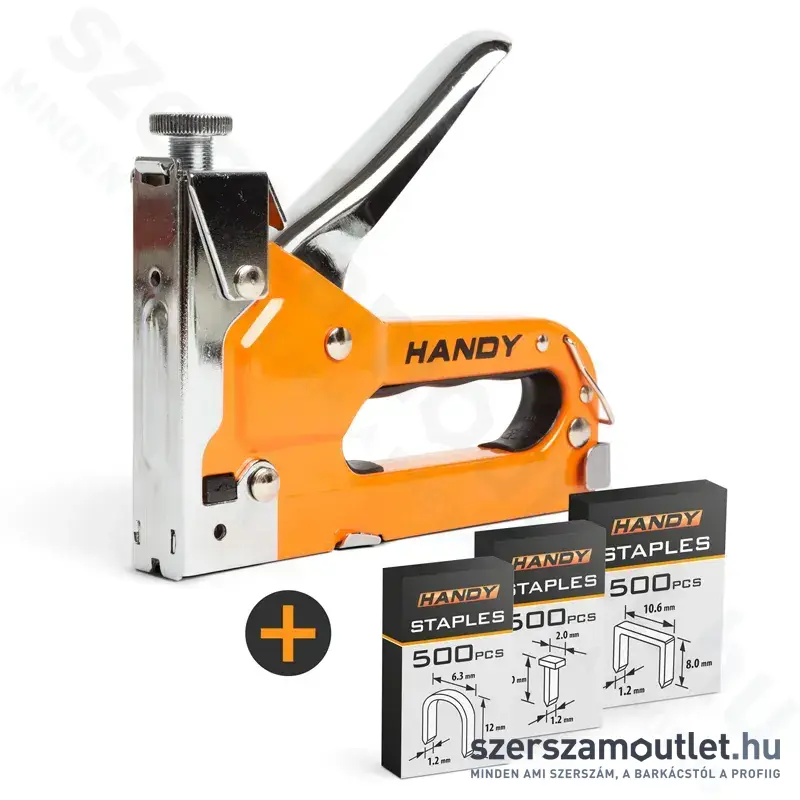 HANDY Kézi tűzőgép szett kofferben +3 féle kapocs (10442B)