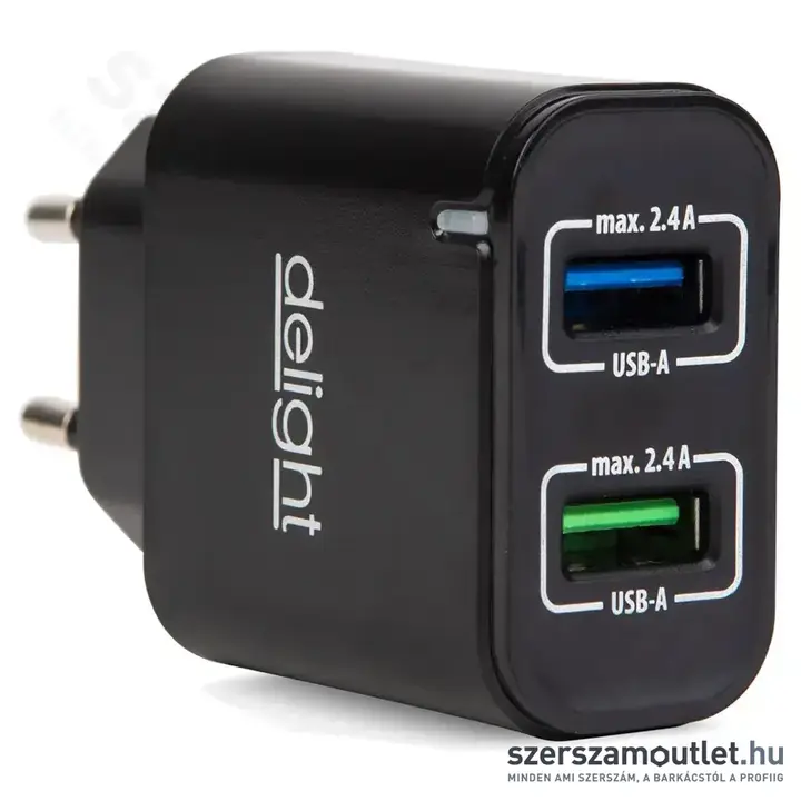 USB Hálózati adapter - fekete AC 230V/5V-2,1A
