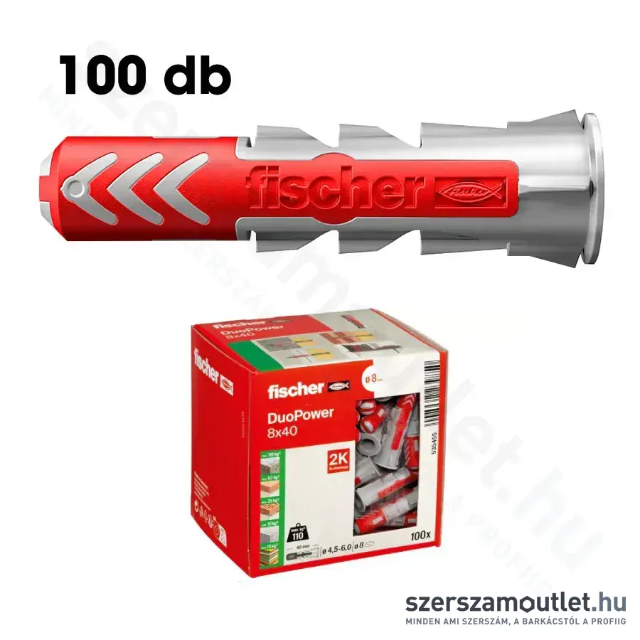FISCHER DUOPOWER Műanyag dübel 8x40mm [100db/doboz] (535455)