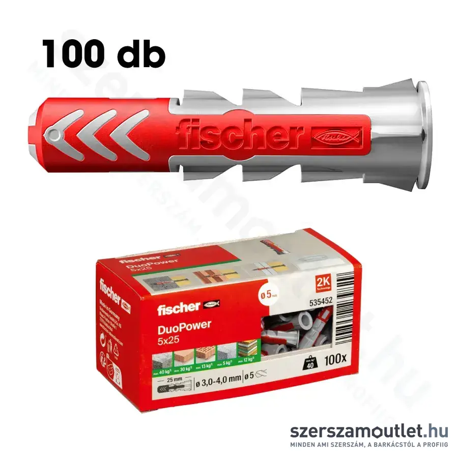 FISCHER DUOPOWER Műanyag dübel 5x25mm [100db/doboz] (535452)