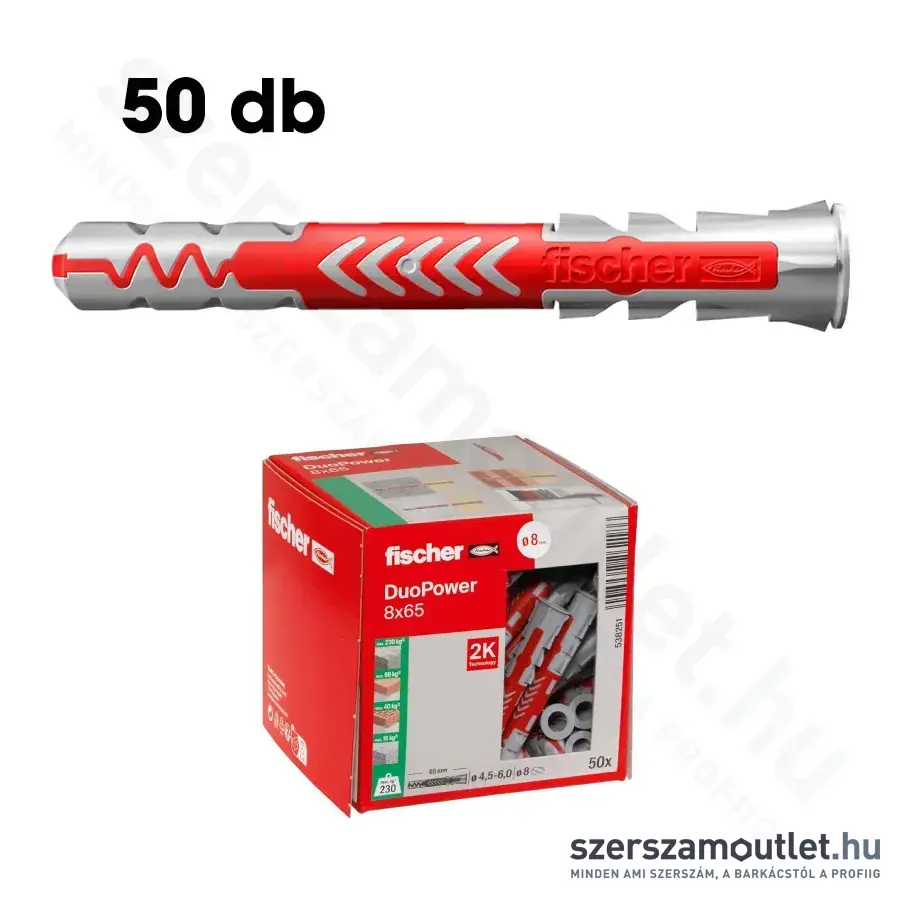 FISCHER DUOPOWER Műanyag dübel 8x65mm [50db/doboz] (538251)