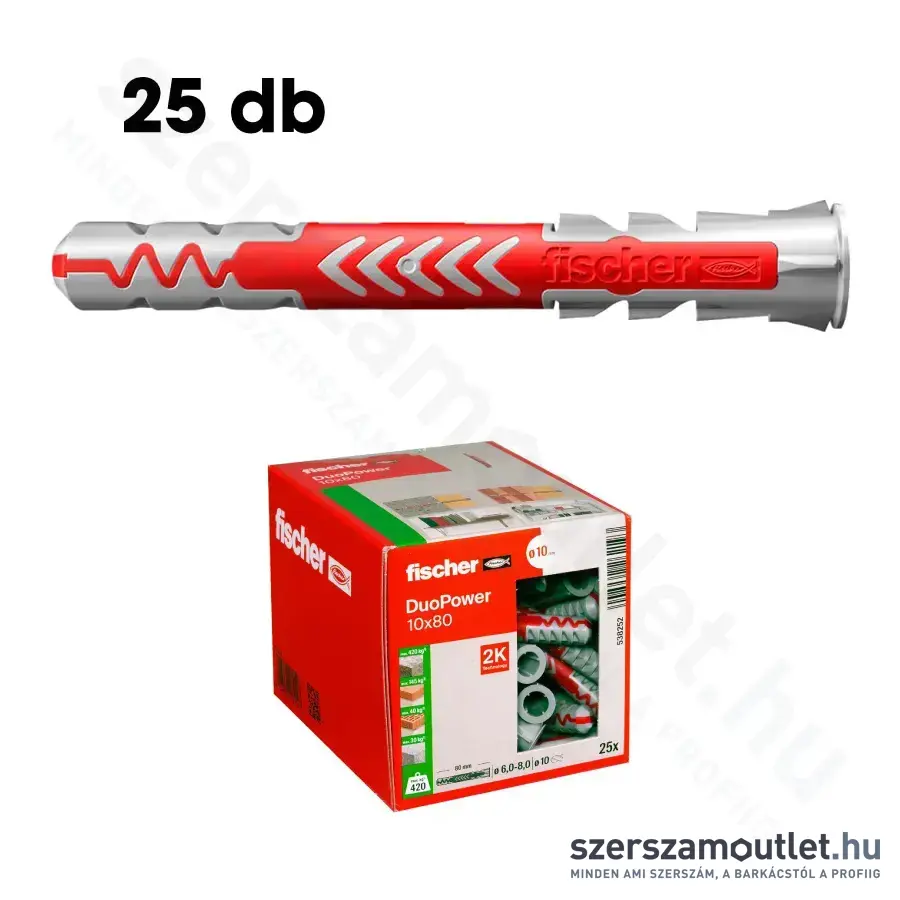 FISCHER DUOPOWER Műanyag dübel 10x80mm [25db/doboz] (538252)