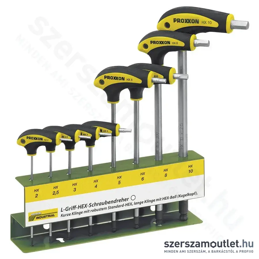 PROXXON T-szárú imbuszkulcs készlet HX2-10, 8db-os (22650)
