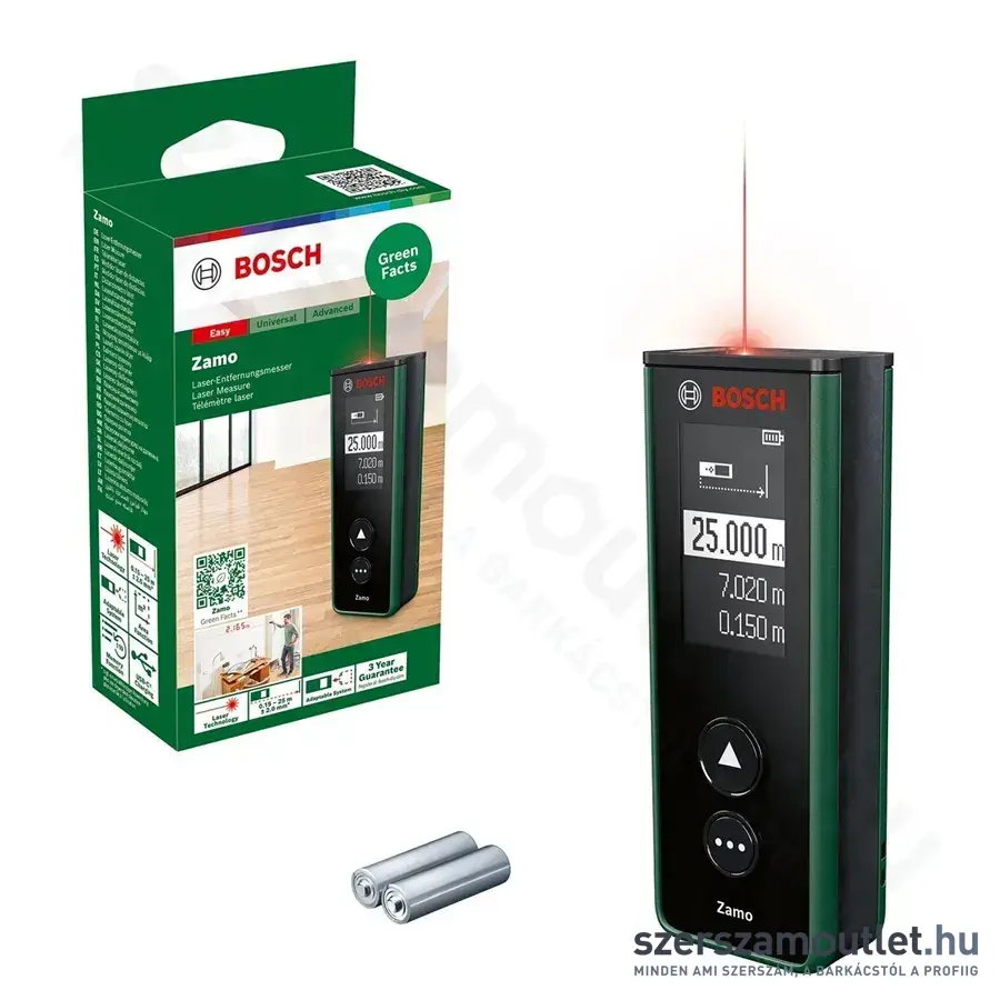 BOSCH Zamo Digitális lézeres távolságmérő 635Nm, 0,15-25m (0603672900)
