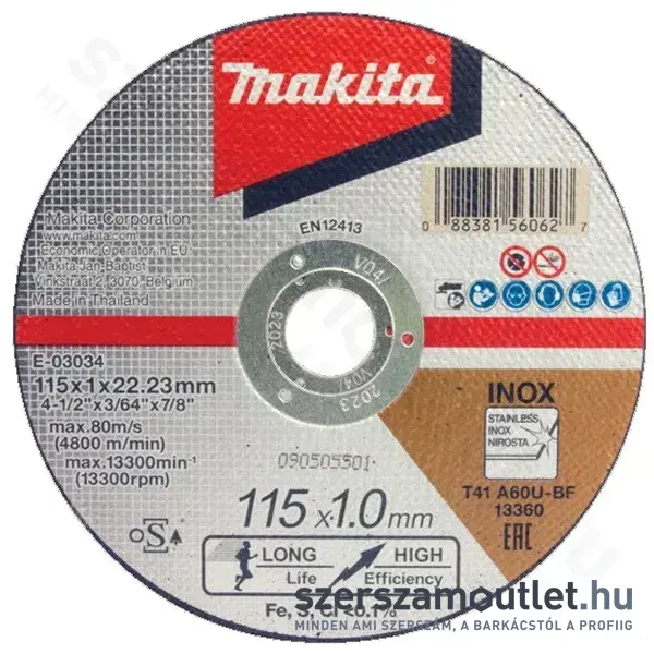 MAKITA Vágókorong 115x1,0mm Inox