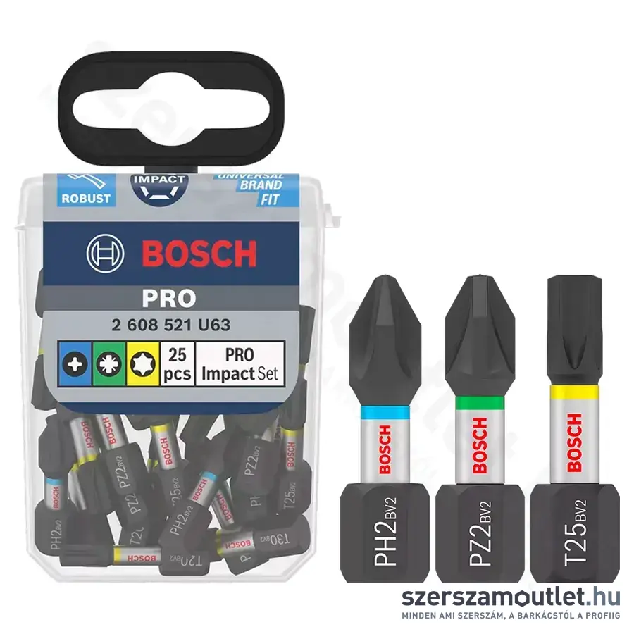 BOSCH PRO Impact Csavarbitkészlet PH2/PZ2/T20-25-30, 25db-os