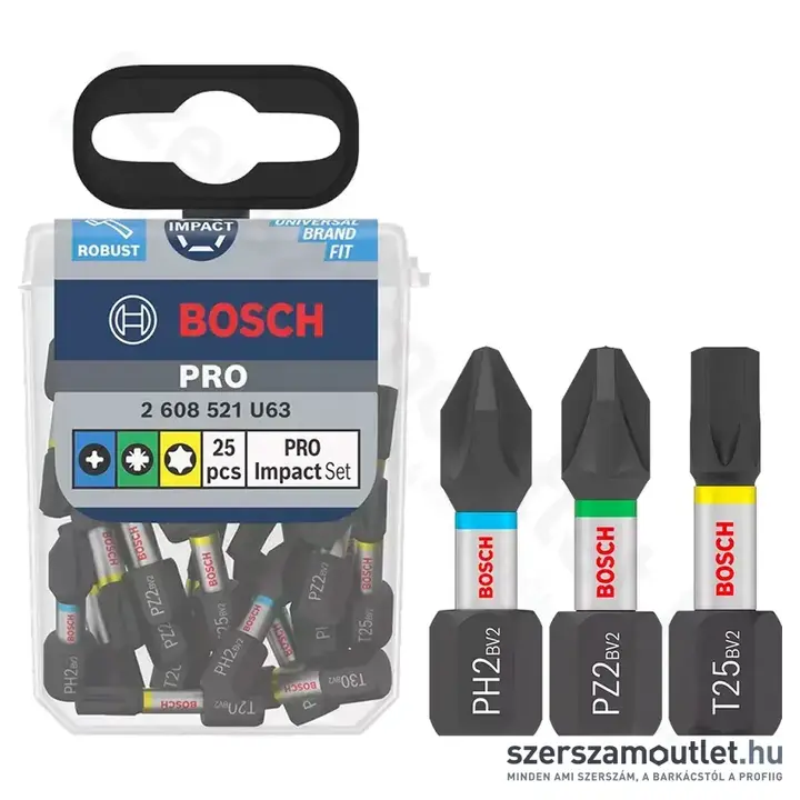 BOSCH PRO Impact Csavarbitkészlet PH2/PZ2/T20-25-30, 25db-os