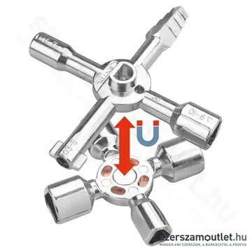 EXTOL Kapcsolószekrény kulcs (vezérlőszekrénykulcs/univerzális keresztkulcs), 15 funkciós