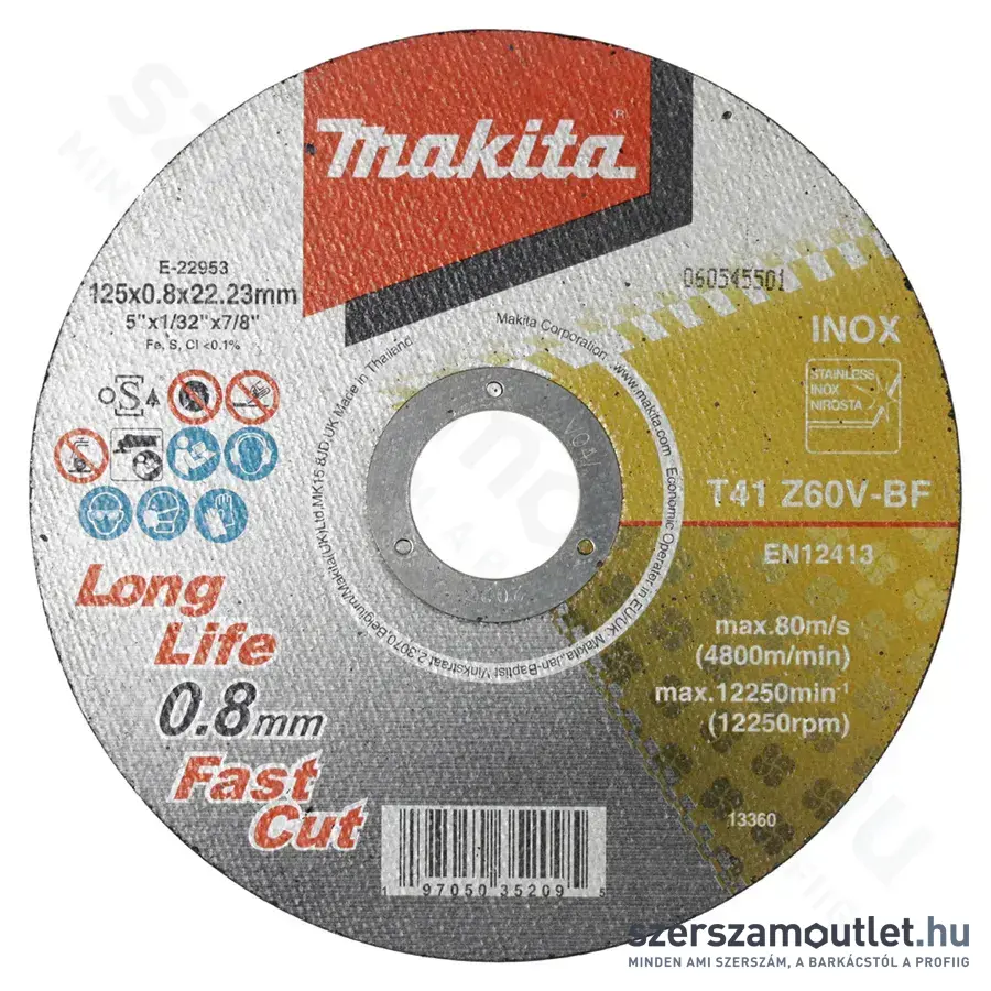 MAKITA vágókorong INOX 125x0,8 mm 12 db