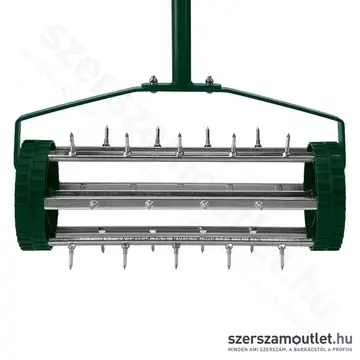 VERTO Fűszellőztető/gyepszellőztető, kézi, 27tüske, 15cm dobátmérő, 137cm